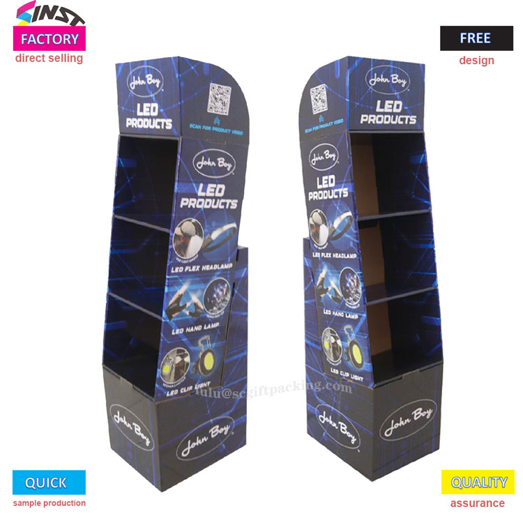 Rak Display Karton Bergelombang Produk LED untuk Produk Pencahayaan Ritel
