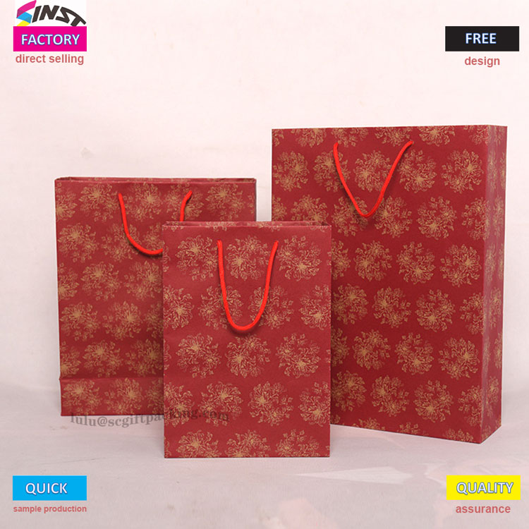 Tas jinjing hadiah kantong kertas kraft merah