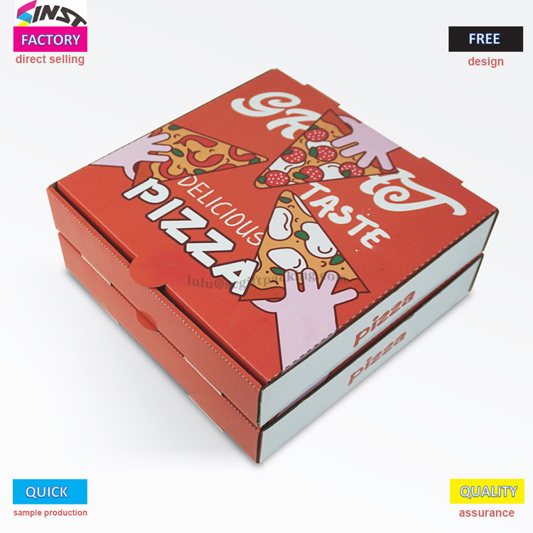 Kotak Bergelombang Pizza Kulit Kulit Merah